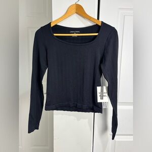 Urban Rebel Ribbed Crop Top Long Sleeve Square Neck Stretchy Size L/XL NWT